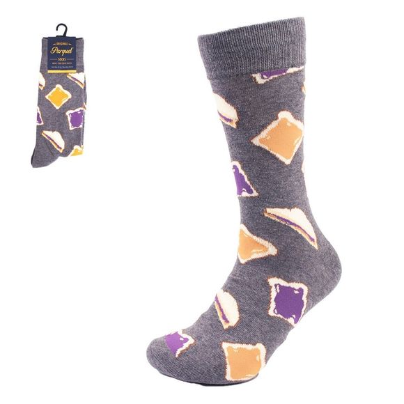 Men's Crew Socks Peanut Butter and Jelly Socks PB&J Gift Mens Dress Socks - Picture 3 of 3